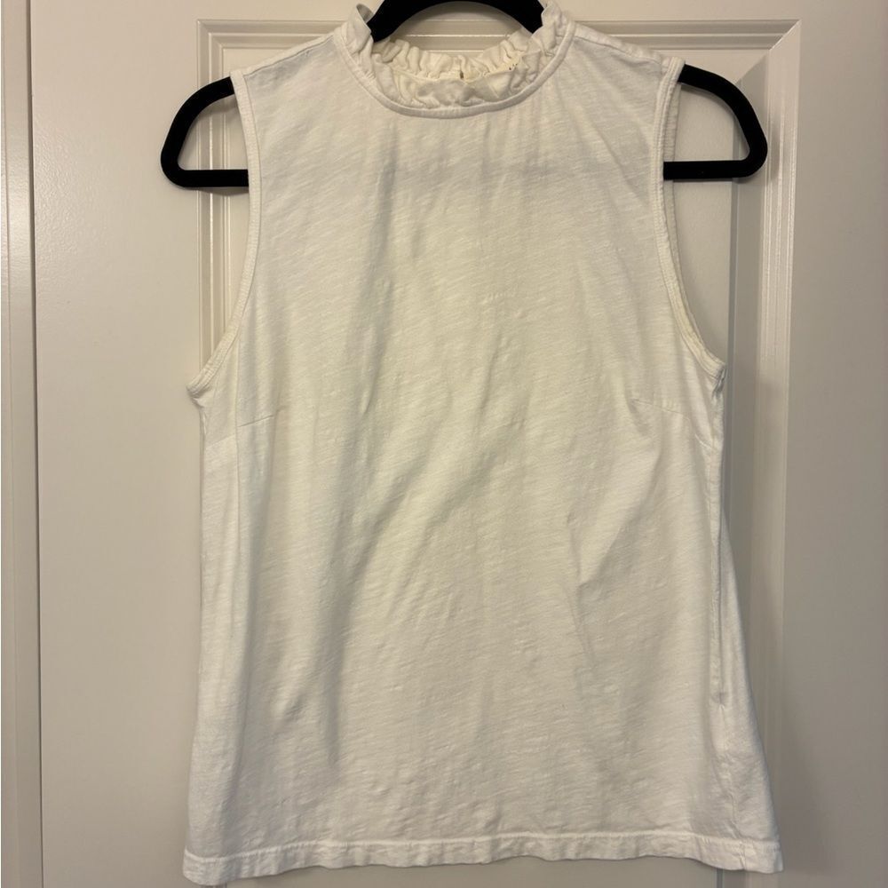 ANTHROPOLOGIE T.LA Sleeveless Ruffle Neck Top White Women’s Size Medium